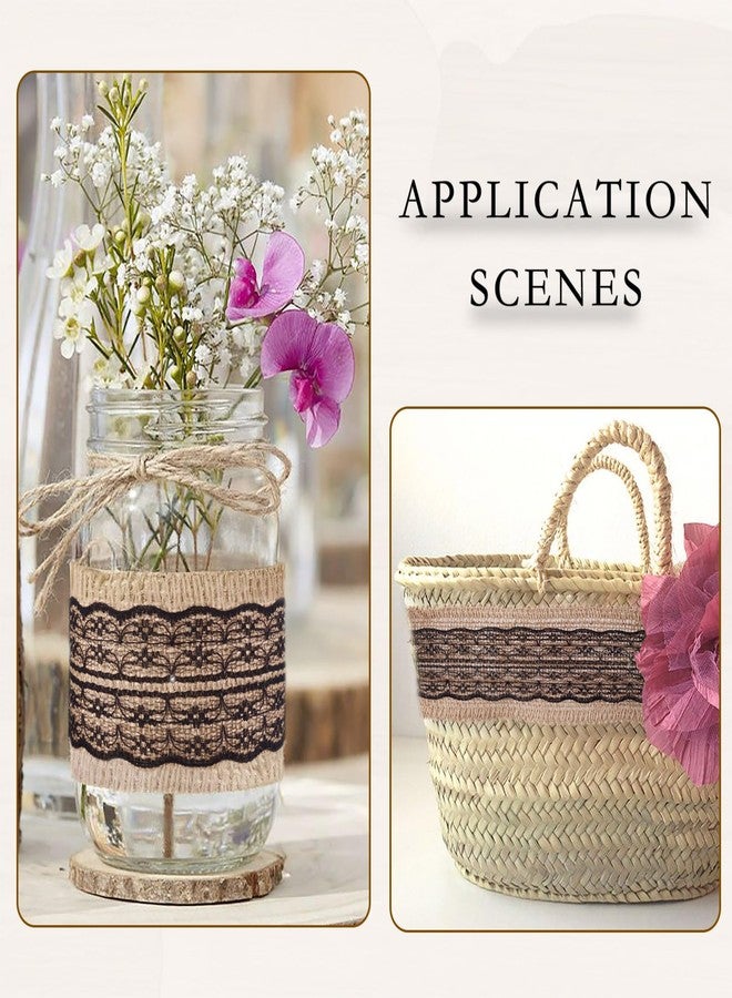 Craftdady Natural Jute Burlap Ribbon with Black Lace 2.28 Inch Width Burlap Lace Ribbon Rustic Craft Ribbon for Home Decoration Wedding Gift Wrapping Wreath Bouquet DIY Crafts 1 Roll/10 m/10.9 Yards - Image 4